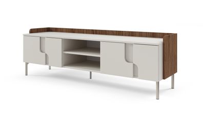 TV-Unterschrank | Farbe: Kaschmir / Alba-Walnuss | 4 Drehtüren | 4 Fächer | 160