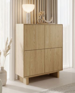 Kommode | Farbe: Eiche geölt | 4 Drehtüren | Push-to-open Funktion | 8 Fächer |