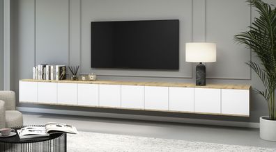 TV-Möbel | Farbe: Eiche Artisan / Weiß | Push-to-open Funktion | 10 Türen | 20 F
