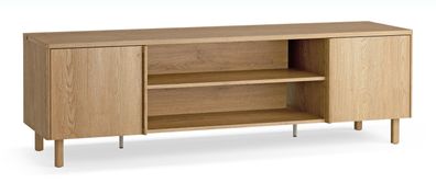 TV-Unterschrank | 1 Drehtür | 2 Schubladen | Farbe: Eiche | 4 Fächer | 183 x 46