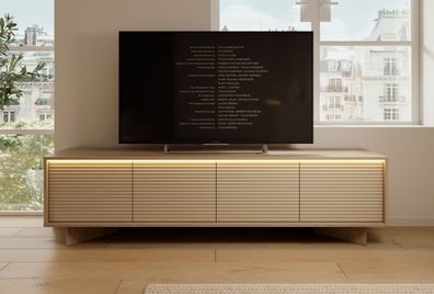 TV-Unterschrank | Farbe: Bolivar Natur / Cappuccino | 4 Drehtüren | 4 Fächer | P