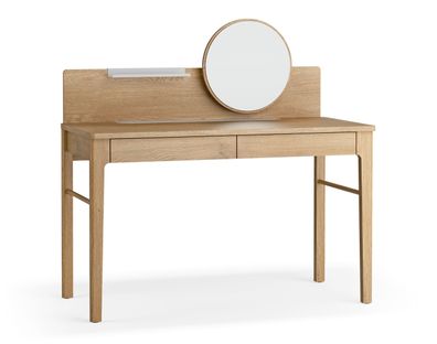 Schminktisch | 2 Schubladen | 1 Spiegel | Farbe: Eiche | 123 x 56 x 96 cm | Rega