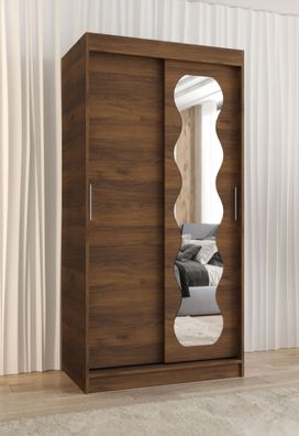 Kleiderschrank / Schiebetürenschrank | Farbe: Walnuss | Aluminiumschienen | 1 M