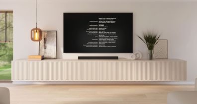 Hängender TV-Unterschrank | Kaschmir | 10 Drehtüren | 10 Fächer | 350 x 40 x 40