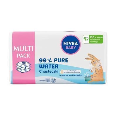 Nivea Baby Biologisch Abbaubare Feuchttücher 99% Reines Wasser, 3er Pack (57 Tüc