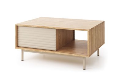 Couchtisch | ABS-Kantenschutz | Farbe: Eiche / Kaschmir | 2 Fächer | Tamino 05 |