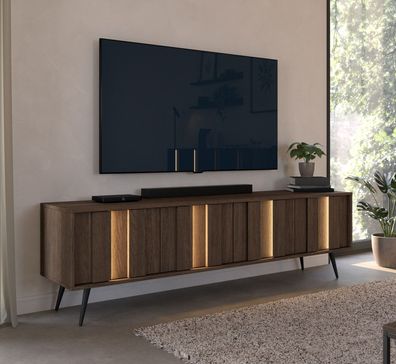 TV-Unterschrank | Farbe: Eiche Dunin | inkl. LED-Beleuchtung | 183 x 40 x 54 cm