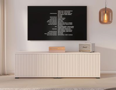 TV-Unterschrank | Kaschmir | 4 Drehtüren | 4 Fächer | 140 x 40 x 42 cm | Push-to