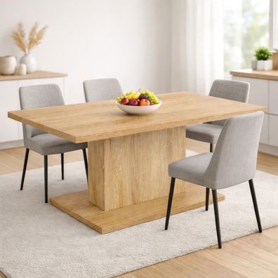 Esstisch Statura 1 | Farbe: Eiche Sonoma | stabiler Säulentisch | solide 32 mm s