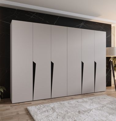 Drehtürenschrank / Kleiderschrank | Farbe: Kaschmir | 4 Fächer | 3 Meter breit |