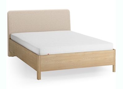 Doppelbett | Farbe: Eiche / Beige | Eiche massiv | 140 x 200 cm | dezent abgerun