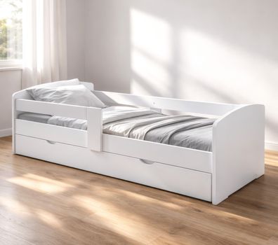 Kinderbett / Jugendbett White Dreams | inkl. Schublade mit 2 Fächern | 90 x 200