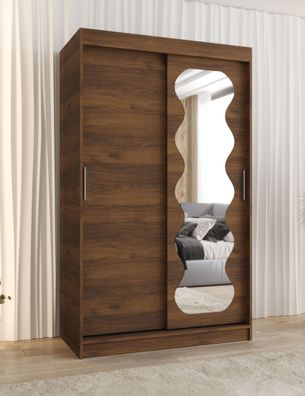 Schiebetürenschrank / Kleiderschrank | Farbe: Walnuss | 1,2 Meter breit | eine T