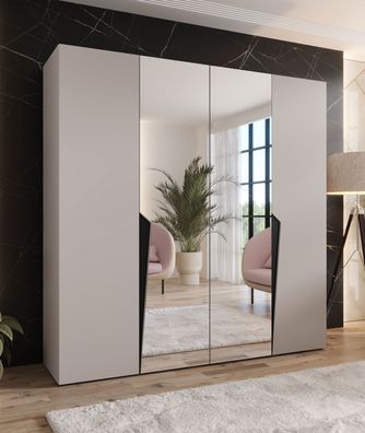Drehtürenschrank | 2 Spiegeltüren | Farbe: Kaschmir | 2 Fächer | Soft-Close | 2