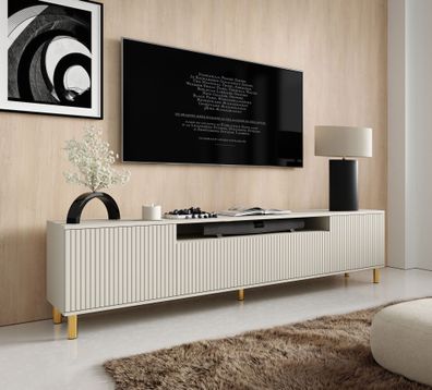 TV-Unterschrank | Kaschmir | Push-to-open Funktion | 2 Drehtüren | 1 Kipptür | M