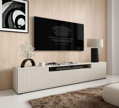 TV-Unterschrank | Kaschmir | Push-to-open Funktion | 2 Drehtüren | 1 Kipptür | M