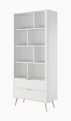Bücherregal | Weiß | 8 Fächer | Maße: 194 x 88 x 38 cm | genügend Stauraum | Lam