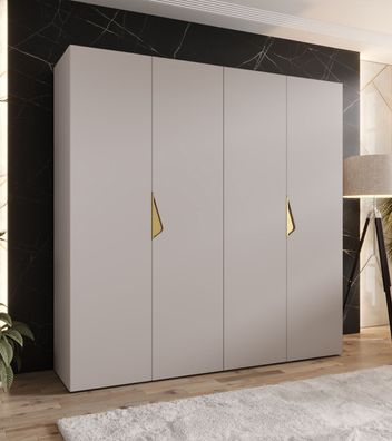 Drehtürenschrank | 2 Meter breit | 2 Kleiderstangen | Farbe: Kaschmir | Griffe: