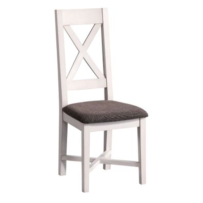 Stuhl mit Stoffbezug "Kilkis" Kiefer altweiß 42 - Abmessungen: 44 x 105 x 39 cm
