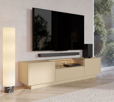 TV-Unterschrank | Farbe: Kakao / Eiche Cremona | 2 Drehtüren | inkl. LED-Beleuch