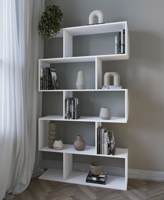 Regal Kareo 2 | Farbe: Weiß | offenes Regalsystem | 106,2 x 32 x 185 cm | Wohnzi