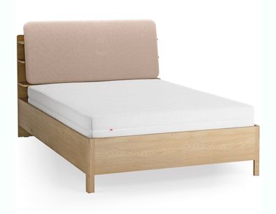 Doppelbett | Farbe: Eiche / Ecru | 140 x 200 cm | gepolsterte Kopfstütze | inkl