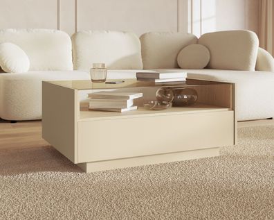 Couchtisch | Farbe: Kakao / Eiche Cremona | 2 Schubladen | 1 Fach | 96 x 67 x 43