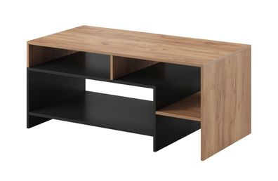 Couchtisch | Farbe: Eiche Gold Craft / Anthrazit | 3 geräumige Fächer | 120 x 60