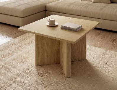 Couchtisch | Farbe: Eiche geölt | Quadratisch | 80 x 80 x 49 cm | ABS-Kantenschu