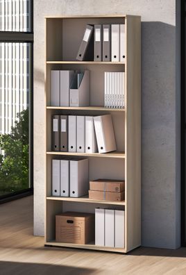 Regal | Farbe: Eiche Lindberg | Soft-Close Funktion | 5 Fächer | 79 x 34 x 203 c