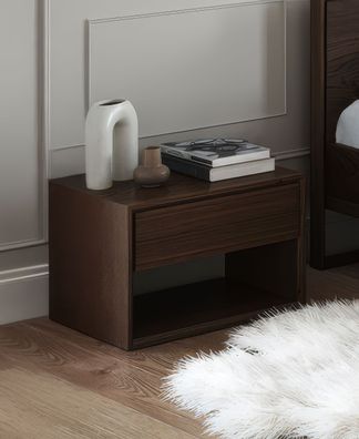 Nachtkästchen Tabak 04 | Soft-Closing System | 1 Schublade | 1 offenes Fach | Fa