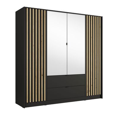 Kleiderschrank mit 2 Spiegeltüren | 200 x 54,5 x 200,5 cm | 2 Schubladen | 10 Fä