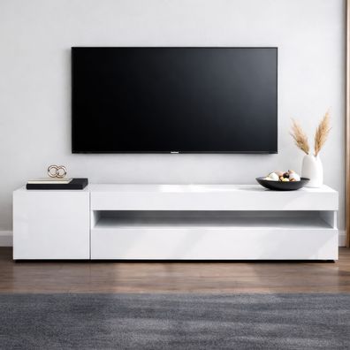 TV-Unterschrank Silvado 1 | Weiß Hochglänzend | 155 x 40 x 45 cm| großes Kippfac