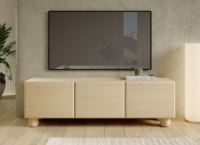 TV-Unterschrank | 3 Kipptüren | Farbe: Eiche Vicenza | Push-to-open Funktion | 1