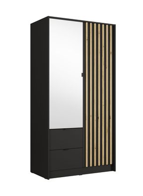 Drehtürenschrank/Kleiderschrank mit Lamellen | 101,7 x 54,5 x 200,5 cm | 2 Schub