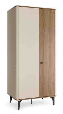 Kleiderschrank | Nuss/Kaschmir | 88 x 52 x 190 cm | 2-türiger Schrank | ABS-Kant