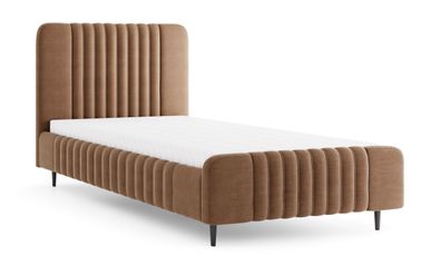 Einzelbett | Braun | Liegefläche 120 x 200 cm | Gästebett | Stoffbezug | inkl. L