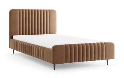 Einzelbett | Gästebett | Liegefläche 140 x 200 cm | Braun | Stoffbezug | inkl. L