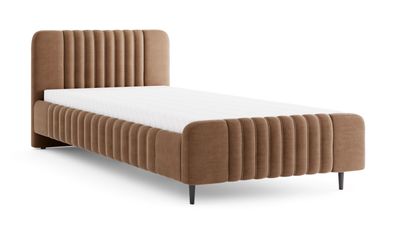 Einzelbett | Braun | Stoffbezug | Liegefläche 120 x 200 cm | Gästebett | inkl. L
