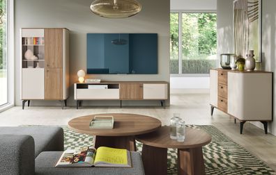 Wohnzimmer Komplett-Set A Belladere | 5-teilig | Nuss/Kaschmir | ABS-Kanten | 1