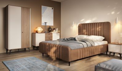 Schlafzimmer Komplett-Set C Belladere | 4-teilig | Nuss/Kaschmir/Braun | Einzelb
