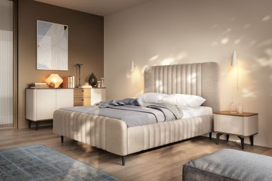 Schlafzimmer Komplett-Set E Belladere | 3-teilig | Nuss/Kaschmir | Einzelbett in