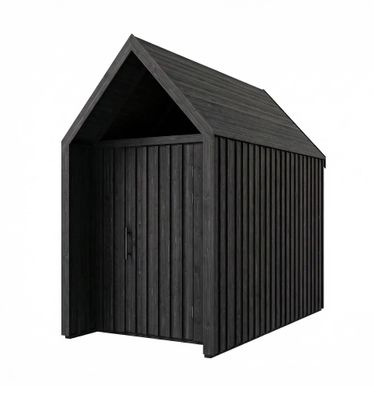 schwarze Gartenhütte | Dreieckfenster | Schwarz | Grundfläche: 4,50 m² | Außenma