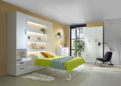Schlafzimmer Komplett - Set E Nalut | 5-teilig | in Weiß | schwarze Metallgriffe