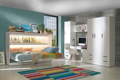 Schlafzimmer Komplett - Set G Nalut | 6-teilig | Schrankbett 120 x 200 cm mit LE