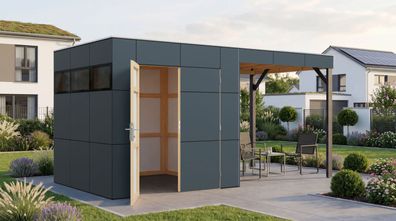 Gartenhaus Lounge Frankfurt 01 mit Dachanbau | Schleppdach | Grundfläche 10,5 m²