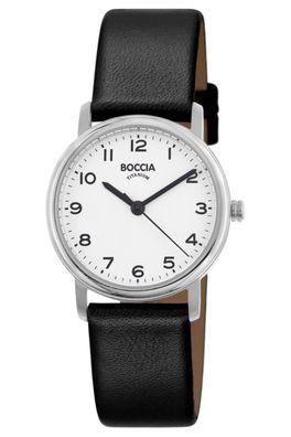 Boccia Damenuhr Titan mit Lederband Schwarz 3368-01
