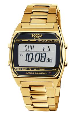 Boccia Digitaluhr in Unisexgröße Titan Goldfarben/Schwarz 3738-10