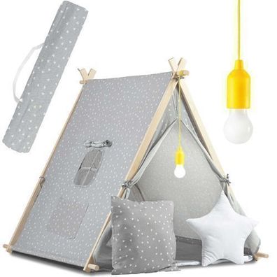 Nukido Kinderhauszelt mit Lampe - Grau