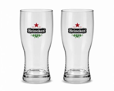 Heineken Biergläser 0,25L 2er Set Original Biergläser mit Eichung Gastronomiegl